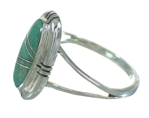 Southwest Sterling Silver And Turquoise Inlay Ring Size 5-1/4 YX69660